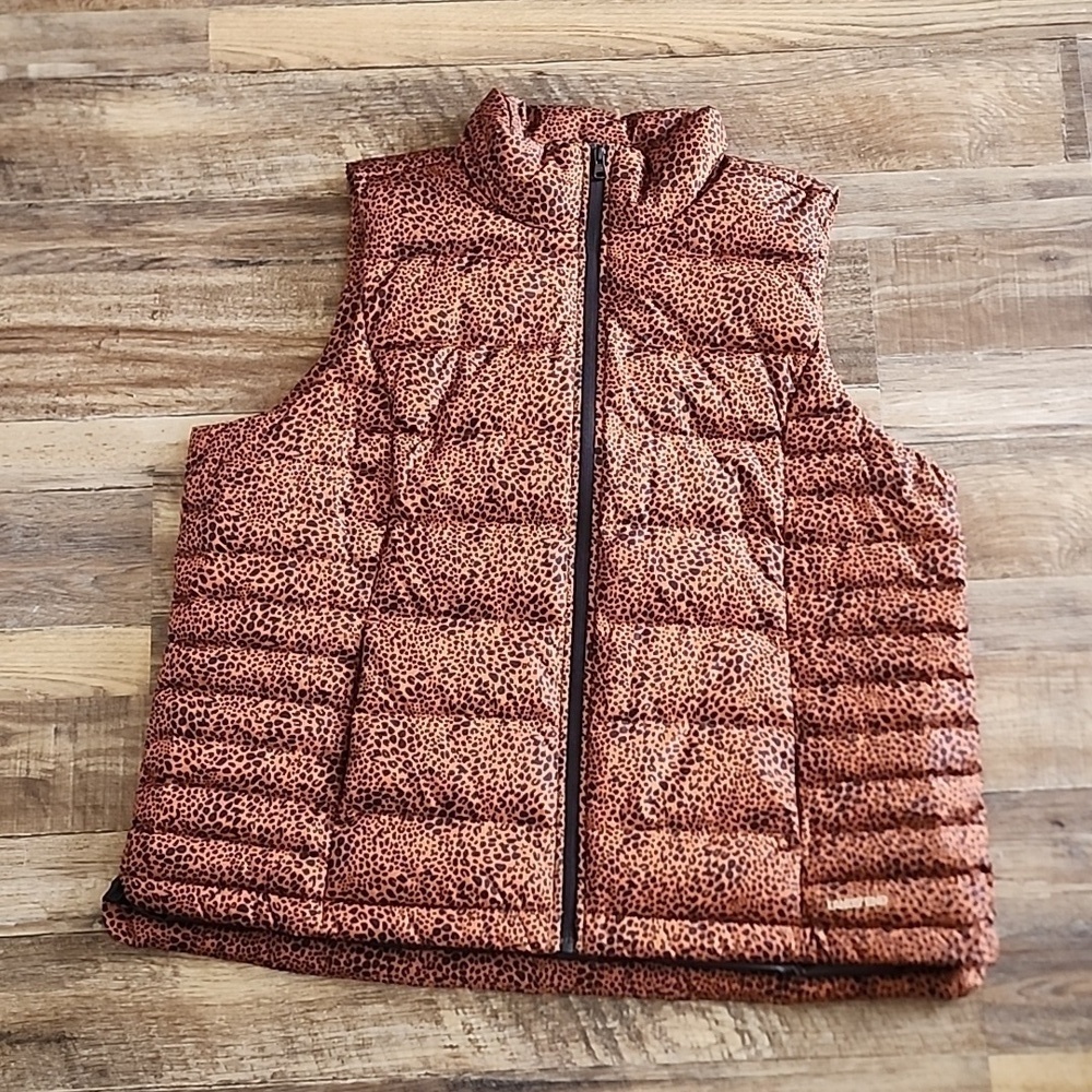 Lands End Women's Cheetah Print Puffer Vest Sz 1X